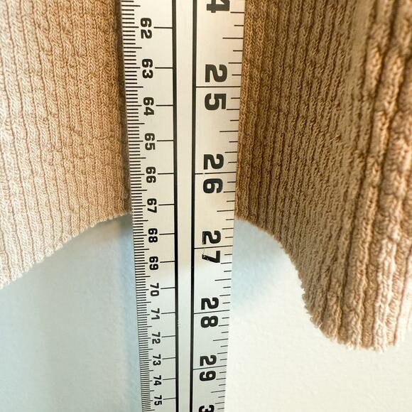 Aerie Waffle Knit Oversized Slouchy V-Neck Sweatshirt Tan Size M - Picture 10 of 14